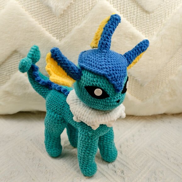 Vaporeon Crochet Pattern. Pokemon Plushie Amigurumi PDF  Handmade Amigurumi Crochet Pokemon Large Standing Vaporeon Plushie